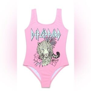 Pink Def Leppard Graphic Swimsuit Issac Morris Limited 6/6X